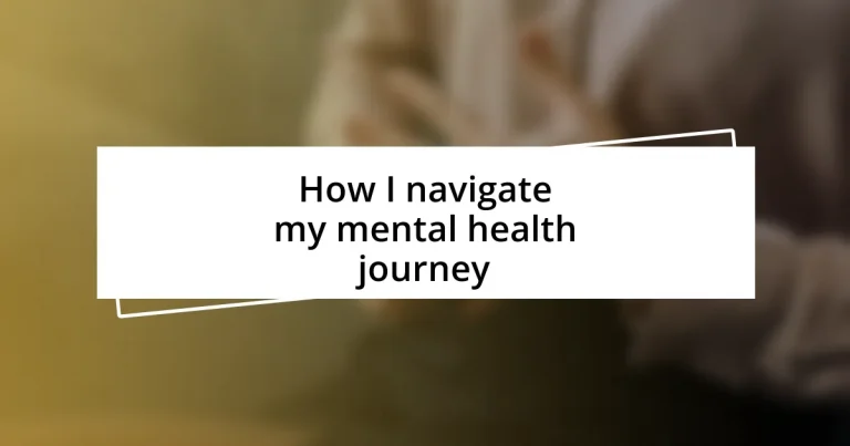 How I navigate my mental health journey