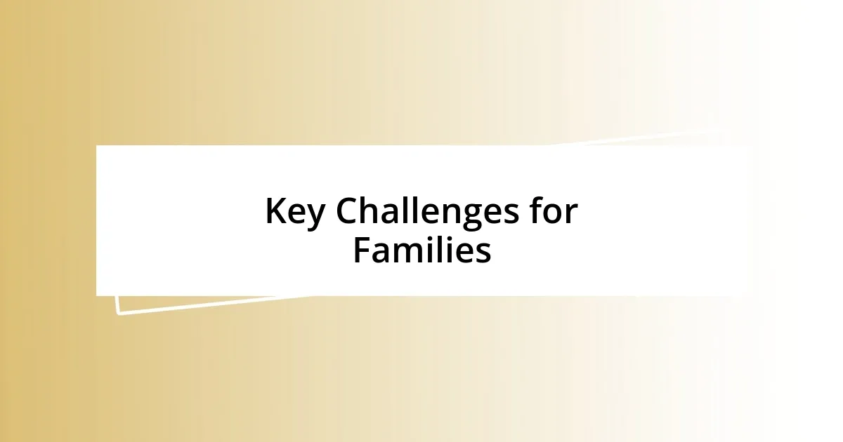 Key Challenges for Families