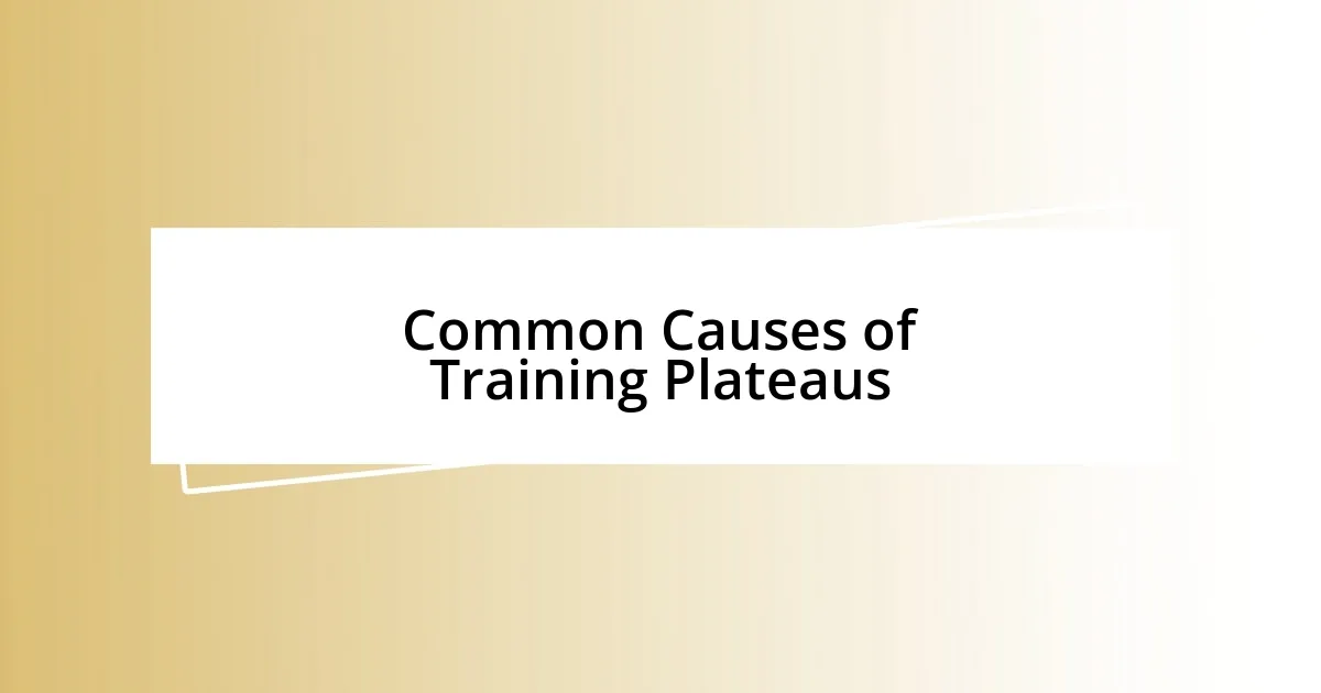 Common Causes of Training Plateaus