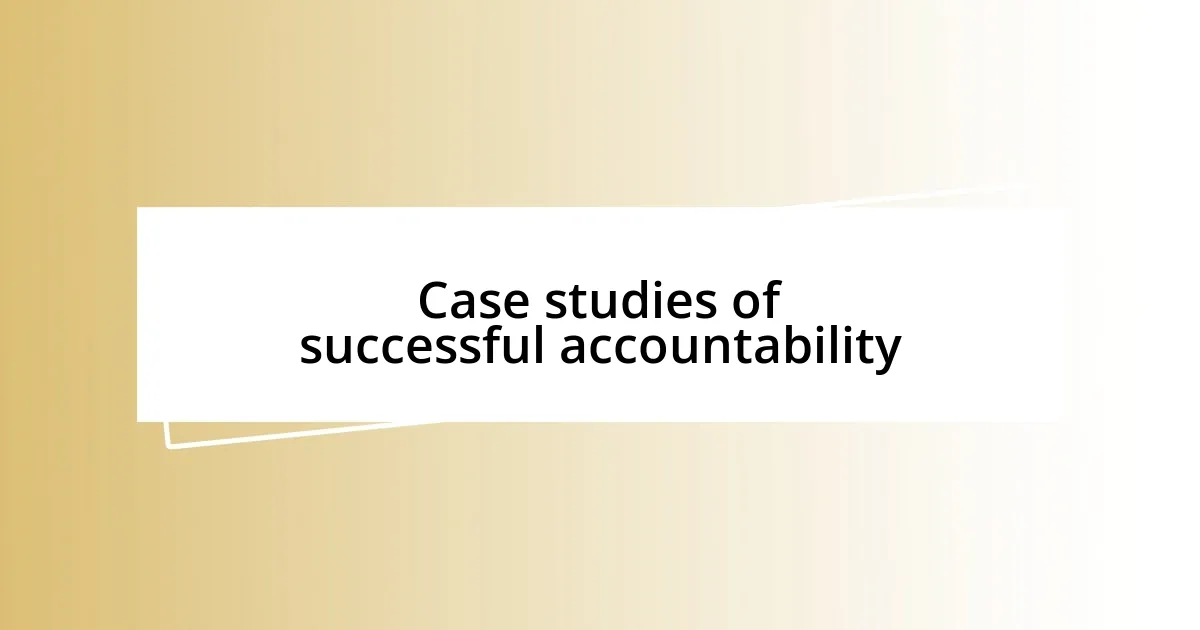 Case studies of successful accountability