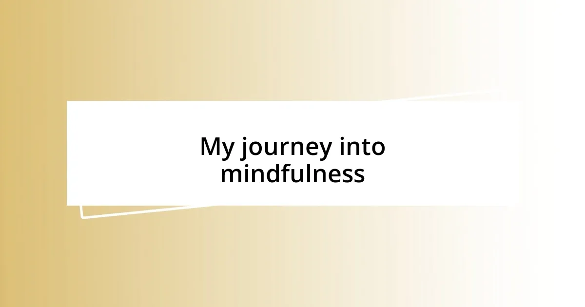 My journey into mindfulness