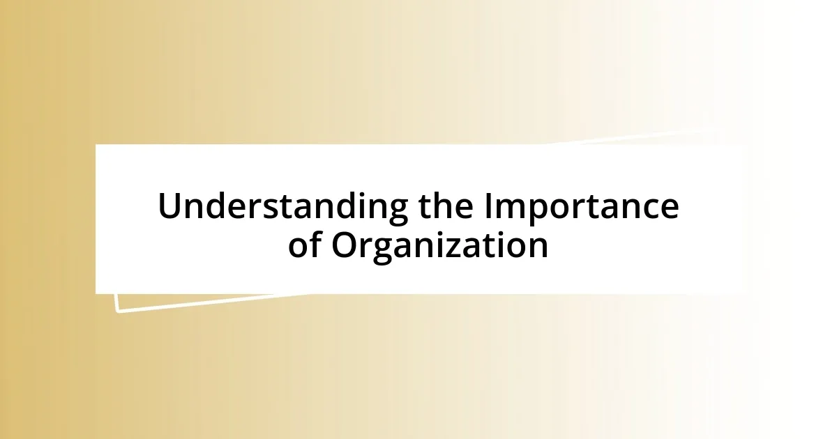 Understanding the Importance of Organization