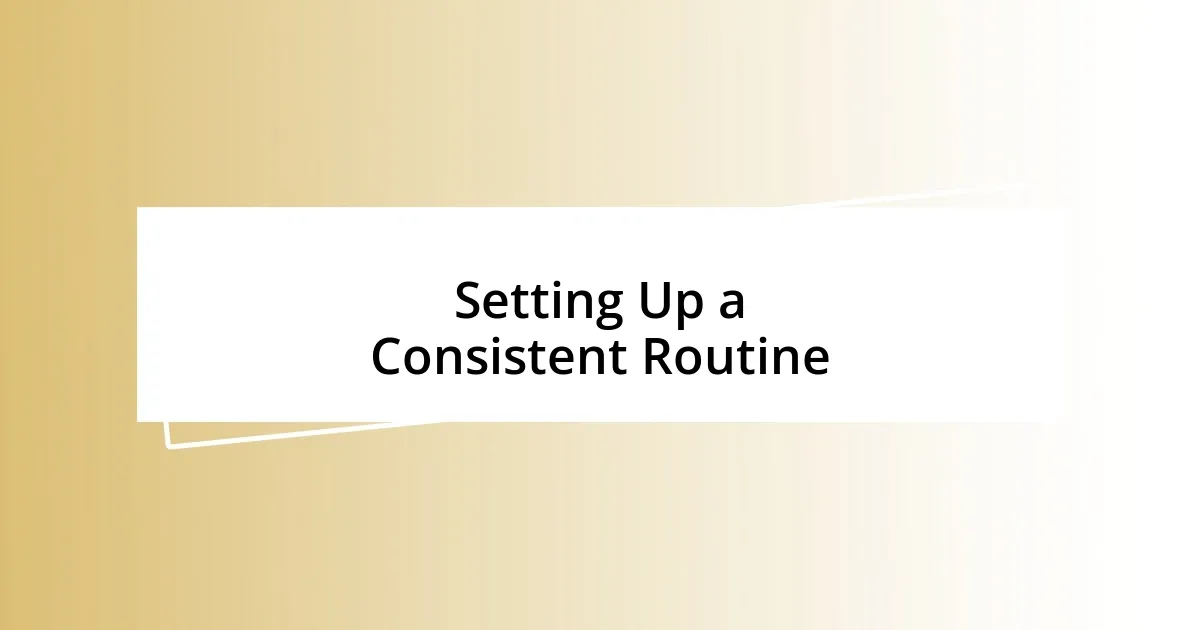 Setting Up a Consistent Routine